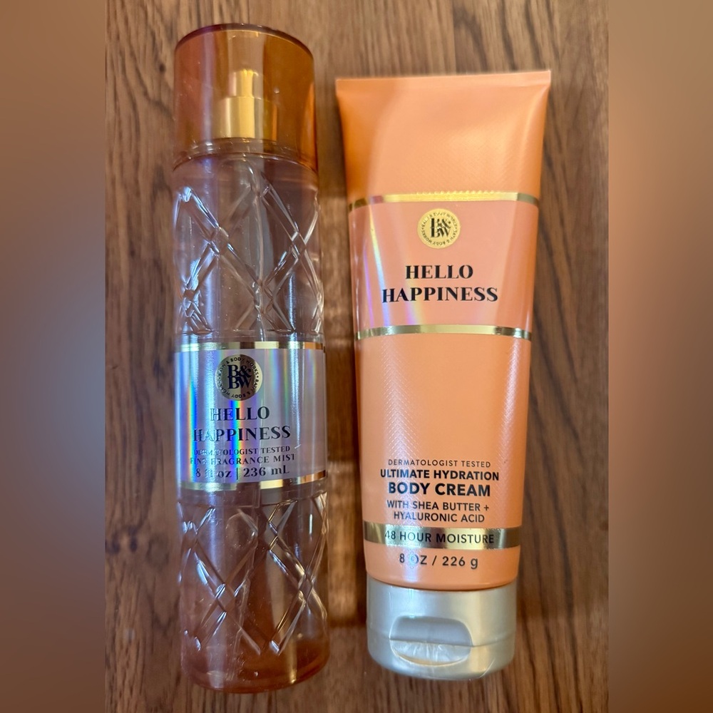 ☀️Bath and Body Works Hello Happiness Lotion and Fragrance Mist Set Brand New☀️
